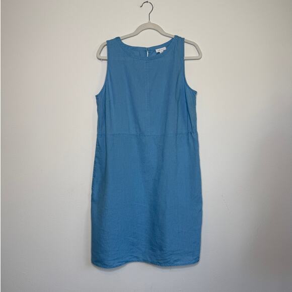 J. Jill Dresses & Skirts - 100% Linen Blue Shift Dress Minimalist Summer Coastal Capsule Relaxed Fit